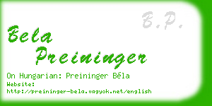 bela preininger business card